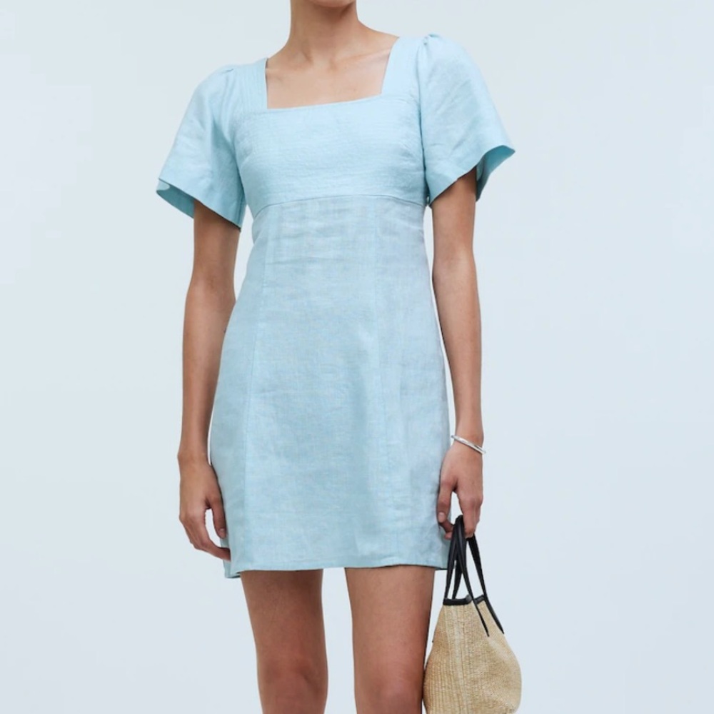 Madewell Square-Neck Mini Dress in 100% Linen